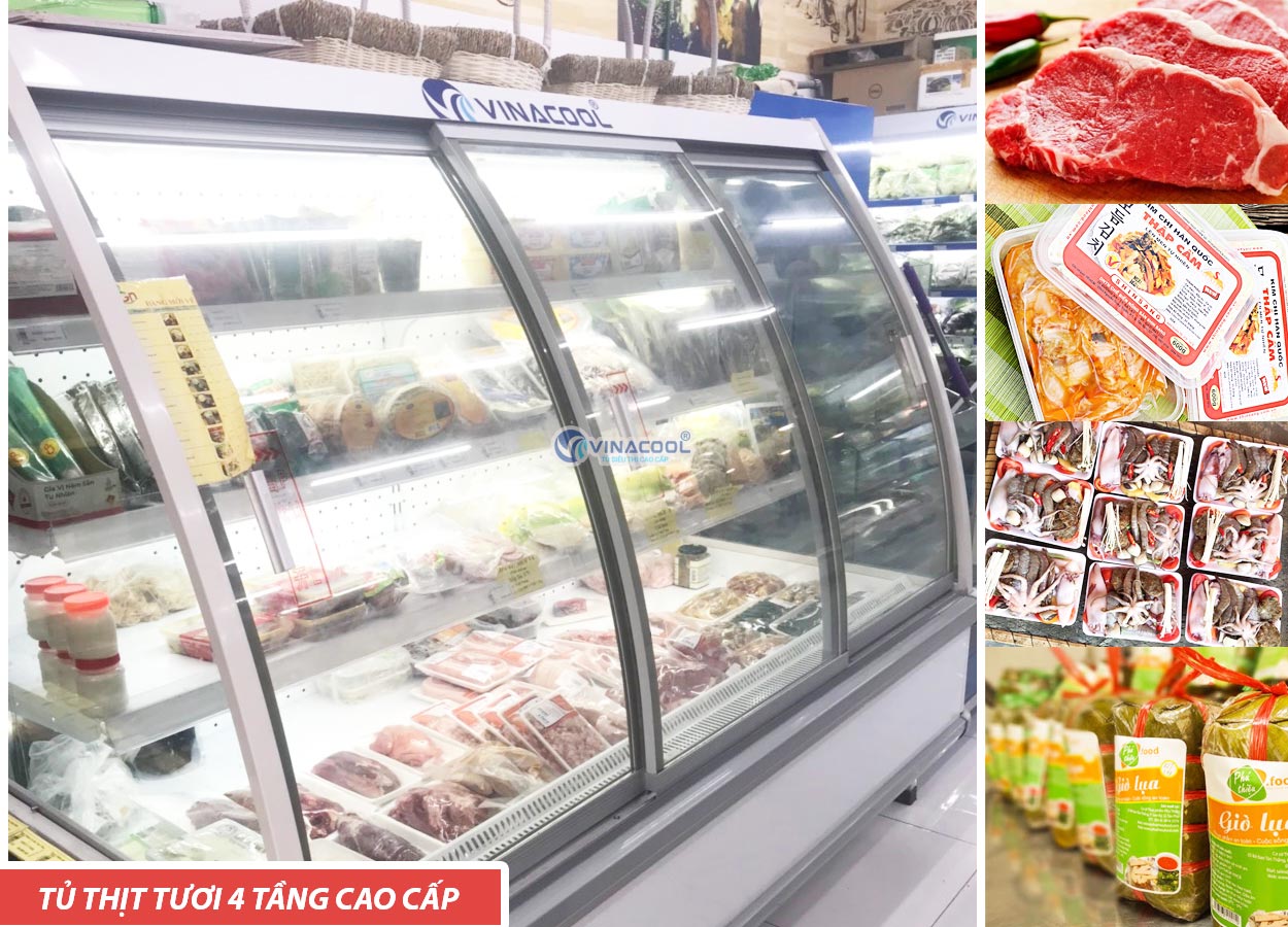 tủ để thịt cá tươi sống 4 tầng
