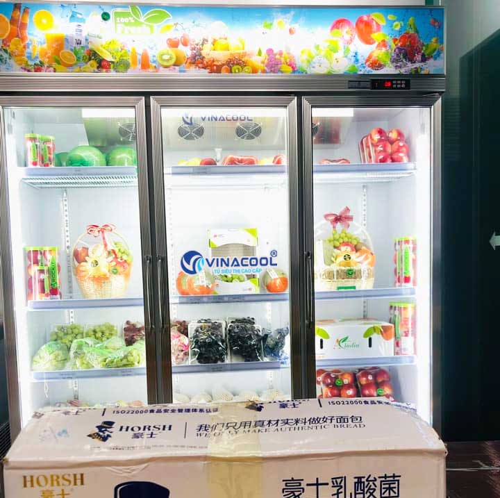 tủ bảo quản trái cây 3 cánh kính Vinacool