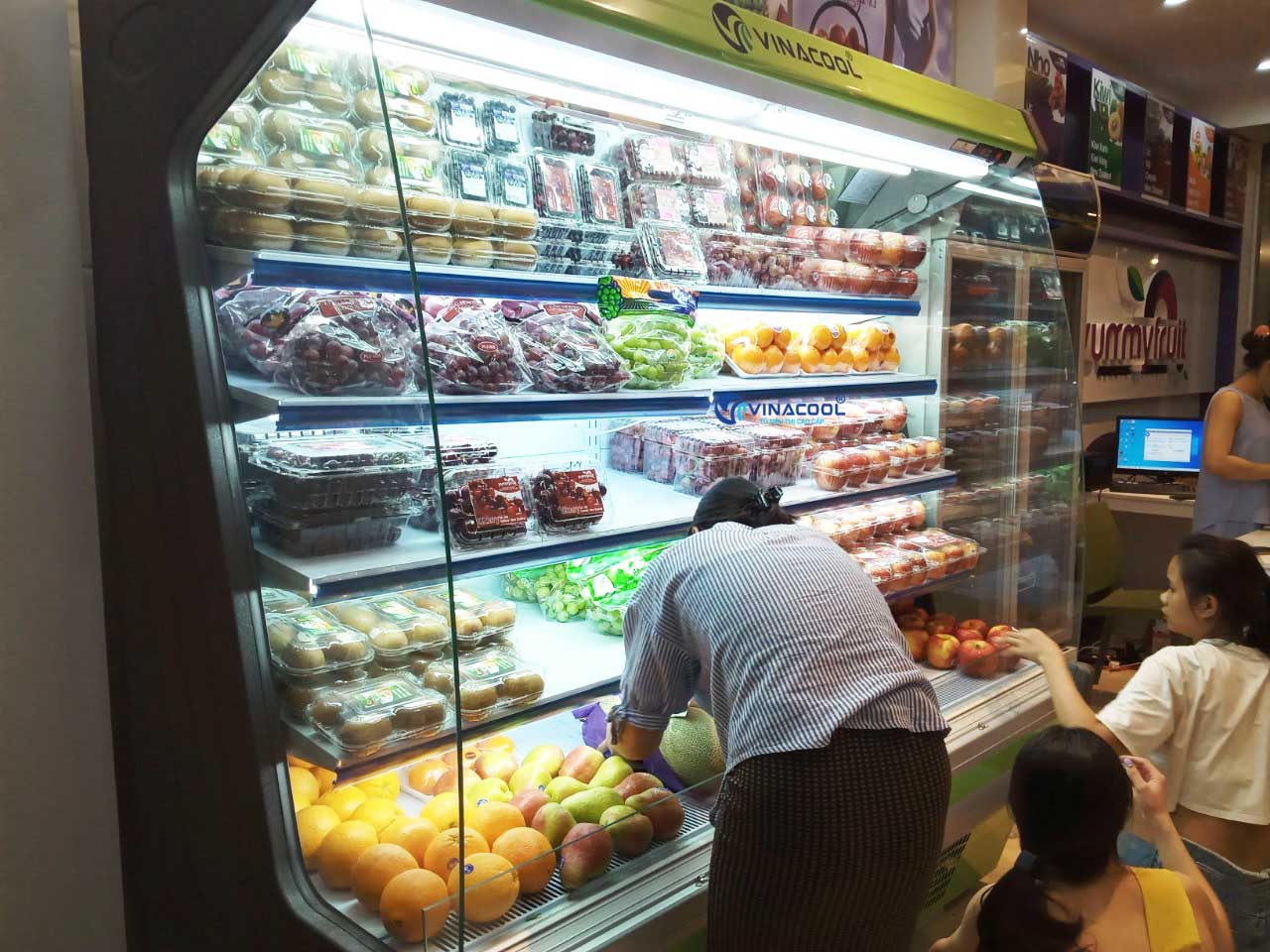 tủ mát không cửa có rèm kéo