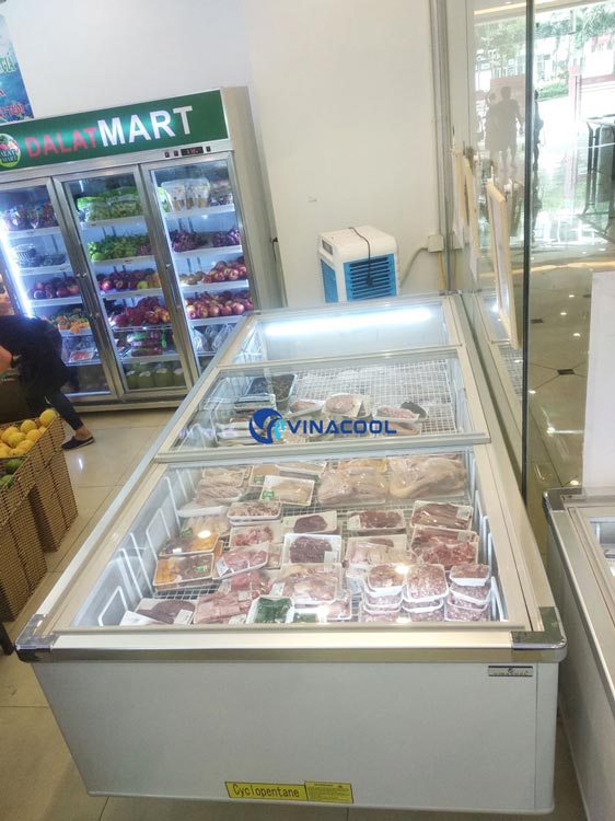Tủ đông mặt kính phẳng dài 2m6