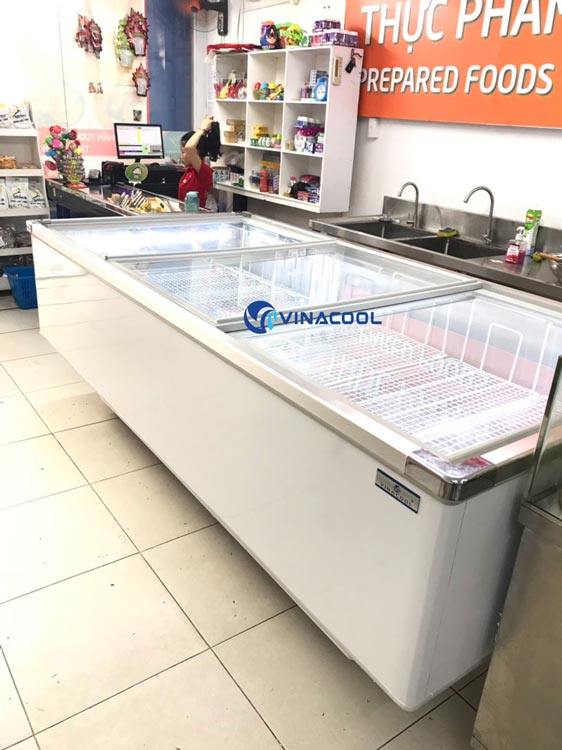 tủ đông trưng bày mặt kính phẳng