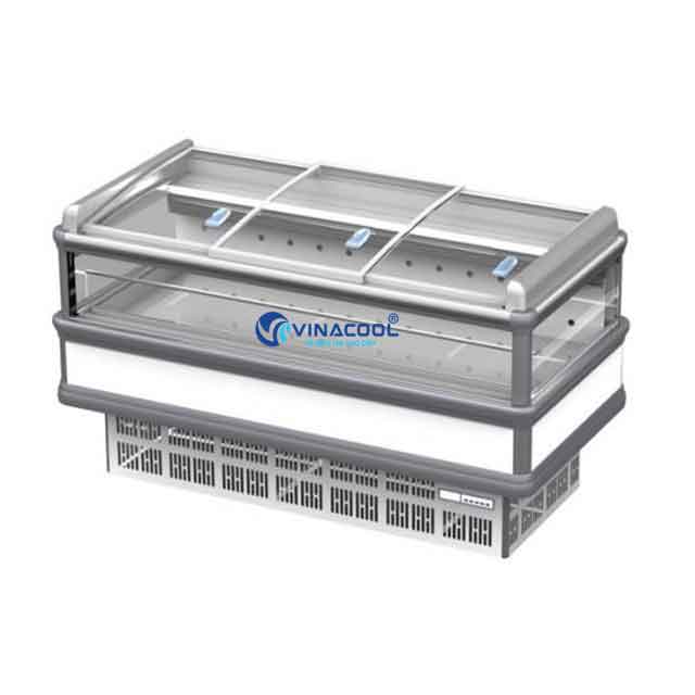 Tủ đông đảo siêu thị 4 mặt kính quạt gió Vinacool