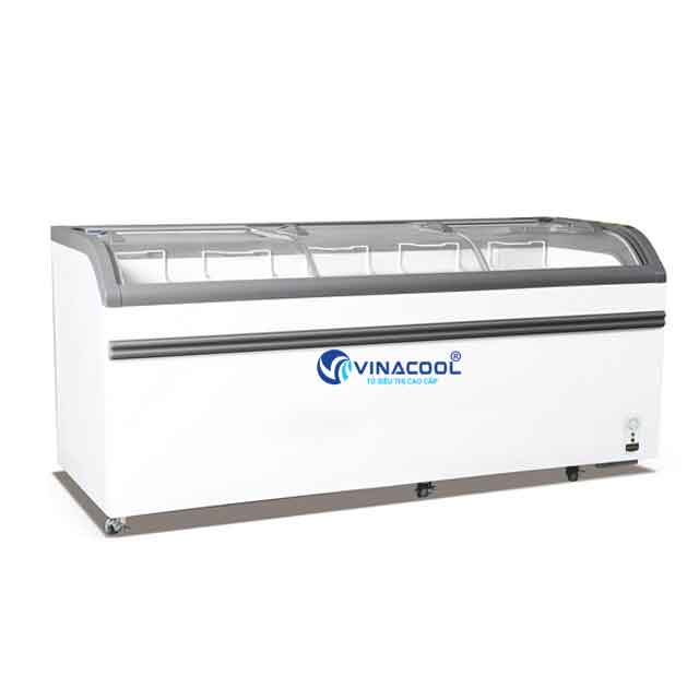 Tủ đông mặt kính cong nằm 3 cửa kính Vinacool