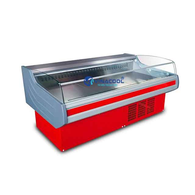 Tủ mát trưng bày thịt tươi cửa hở có rèm kéo Vinacool