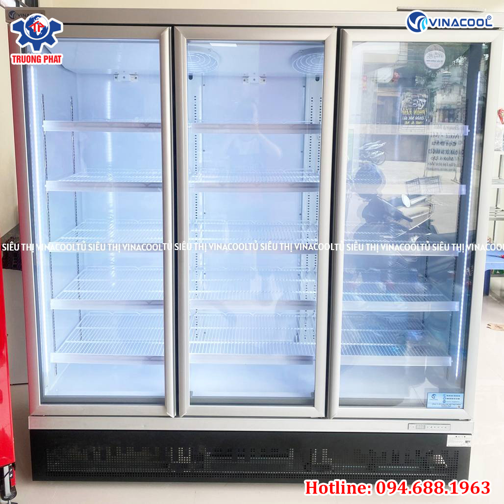 Tủ Đông Đứng 3 Cánh Kính Cao Cấp Vinacool